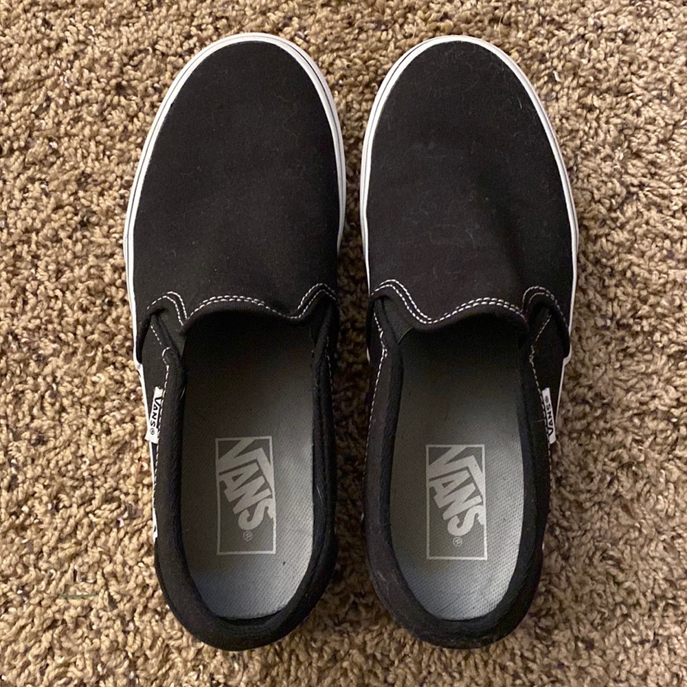 Platform slip on black vans. US size 8